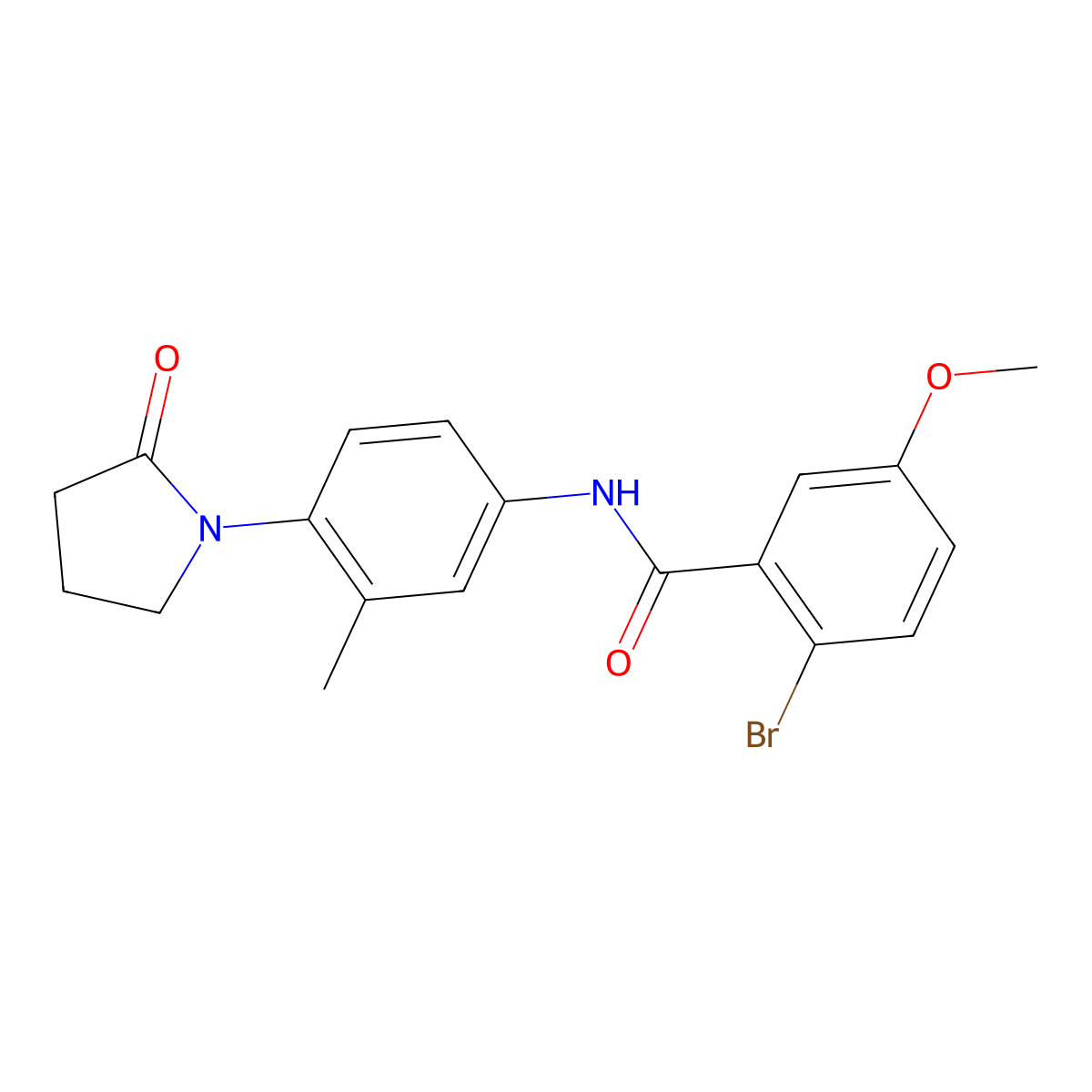 2-bromo-5-methoxy-N-[3-methyl-4-(2-oxopyrrolidin-1-yl)phenyl]benzamide molecular structure, CAS 1209405-50-4