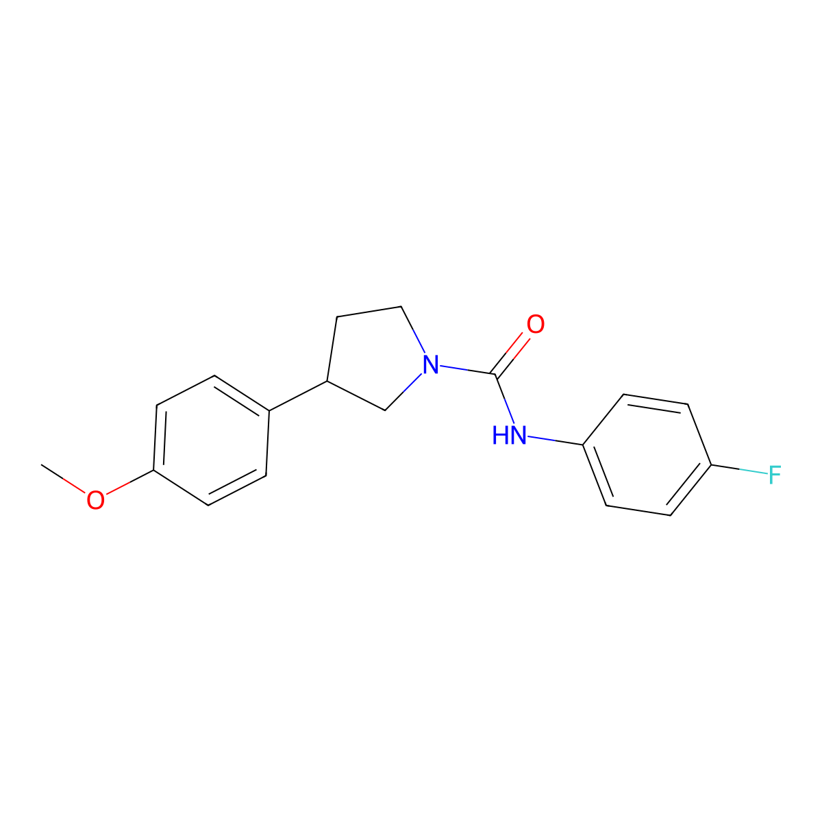 N-(4-fluorophenyl)-3-(4-methoxyphenyl)pyrrolidine-1-carboxamide molecular structure, CAS 1209408-03-6