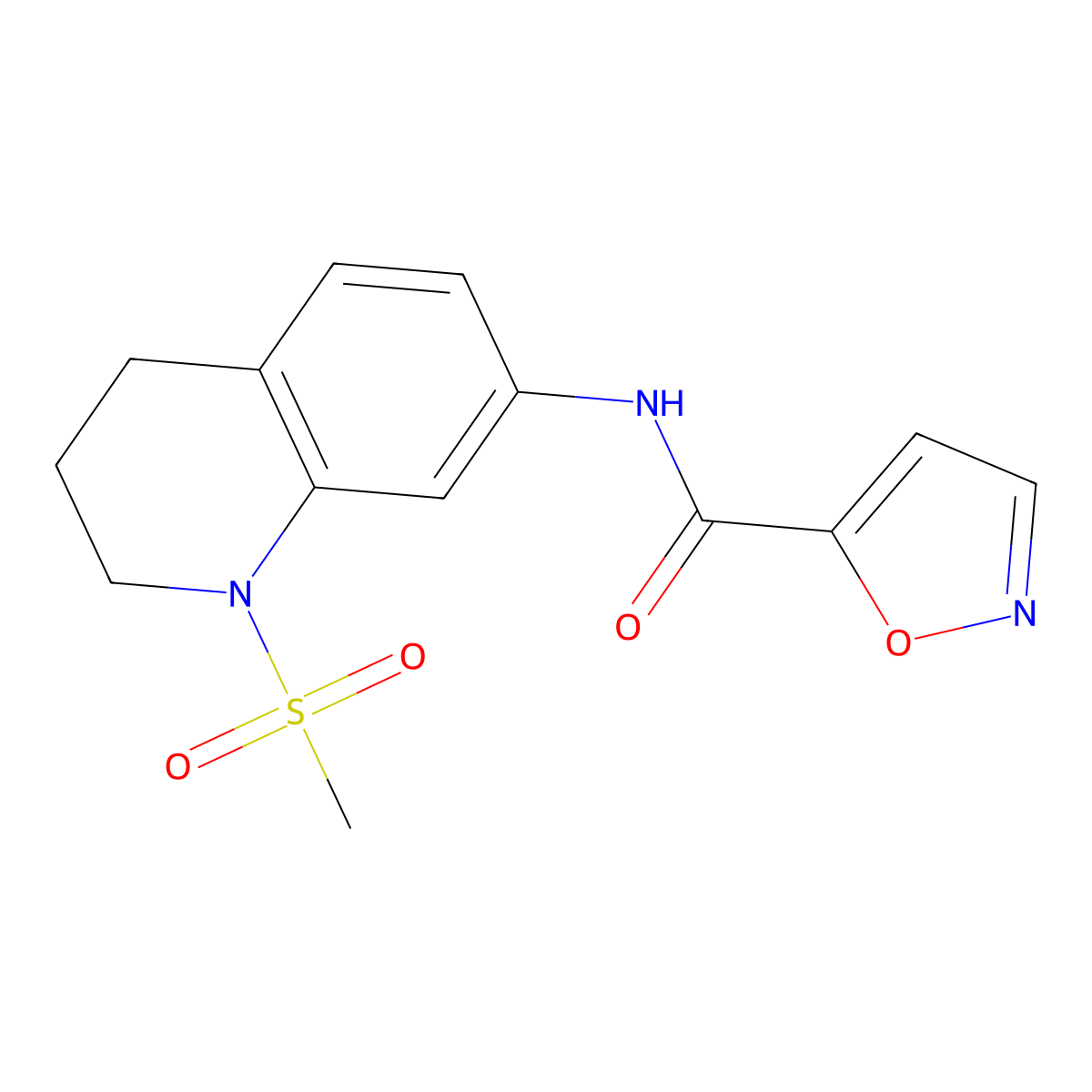 N-(1-(methylsulfonyl)-1,2,3,4-tetrahydroquinolin-7-yl)isoxazole-5-carboxamide molecular structure, CAS 1209409-08-4