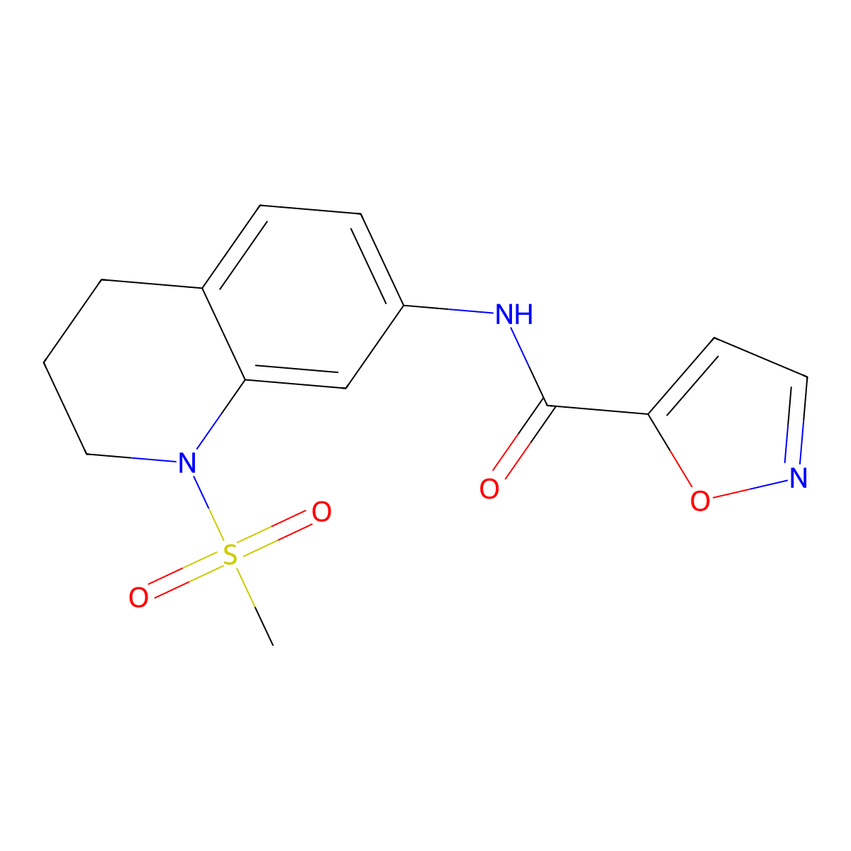 N-(1-(methylsulfonyl)-1,2,3,4-tetrahydroquinolin-7-yl)isoxazole-5-carboxamide molecular structure, CAS 1209409-08-4