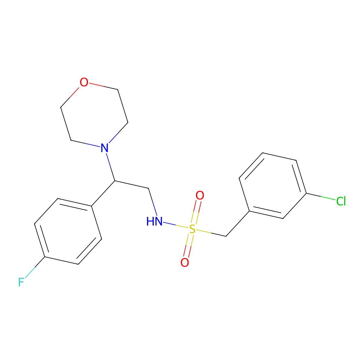 1-(3-chlorophenyl)-N-(2-(4-fluorophenyl)-2-morpholinoethyl)methanesulfonamide molecular structure, CAS 1209409-75-5