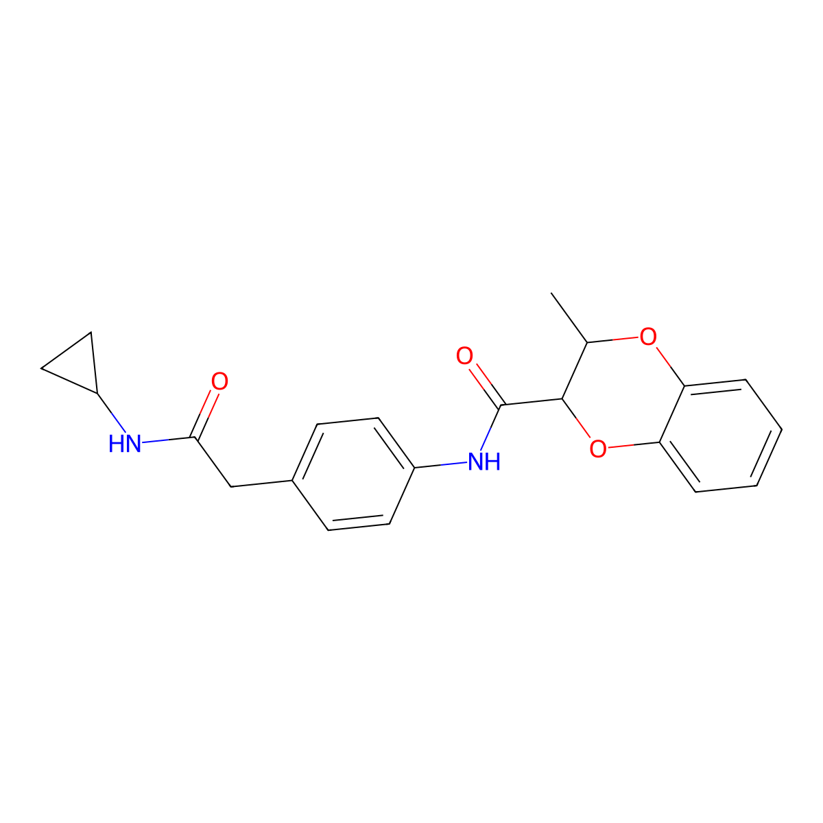 N-(4-(2-(cyclopropylamino)-2-oxoethyl)phenyl)-3-methyl-2,3-dihydrobenzo[b][1,4]dioxine-2-carboxamide molecular structure, CAS 1209416-21-6