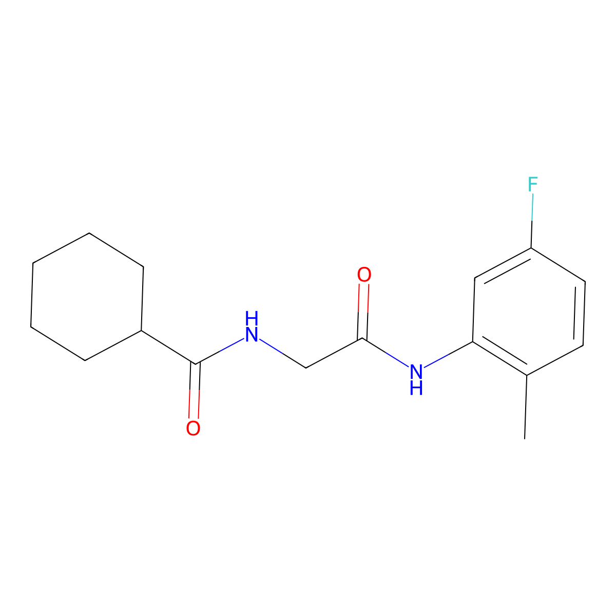N-{2-[(5-fluoro-2-methylphenyl)amino]-2-oxoethyl}cyclohexanecarboxamide molecular structure, CAS 1209418-70-1
