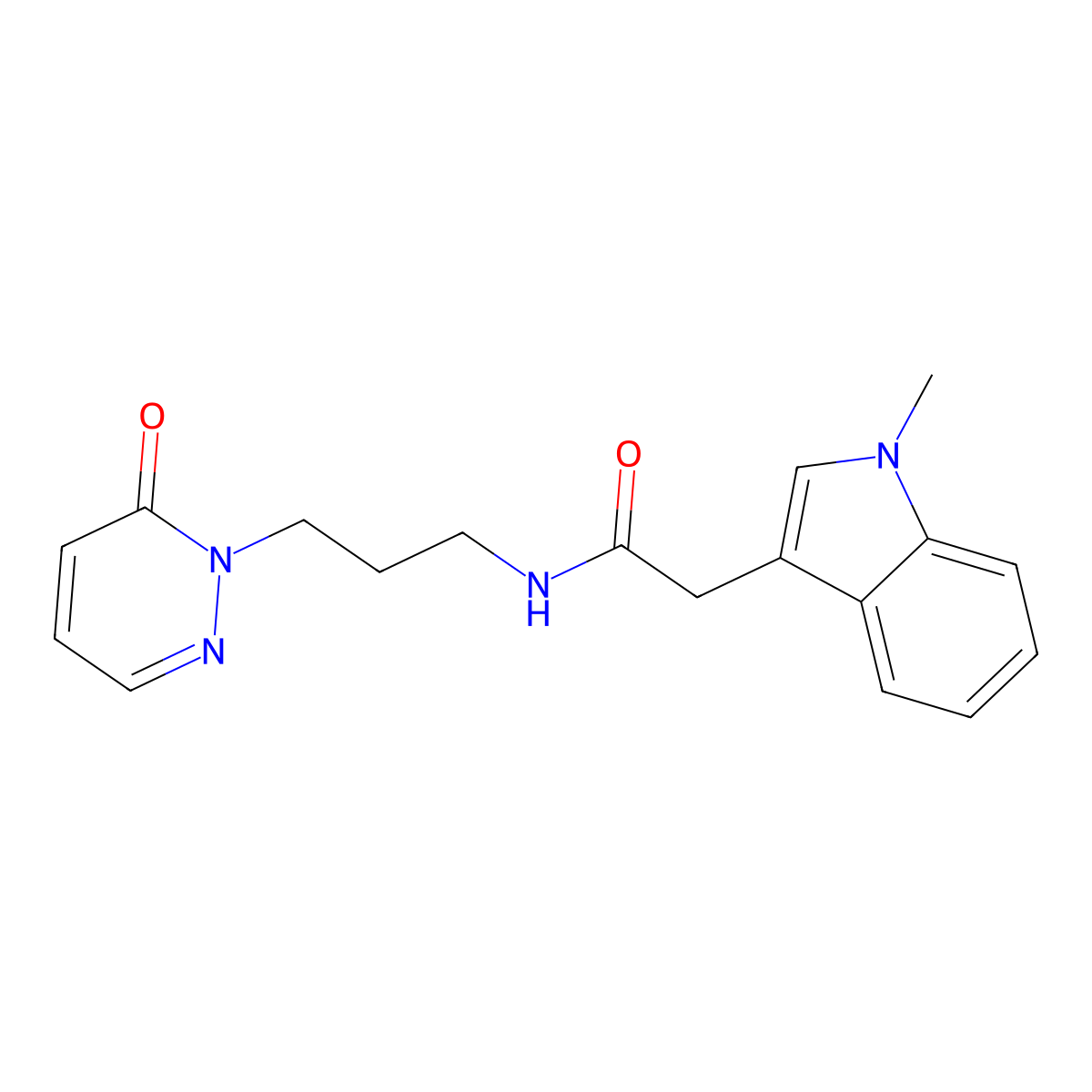 2-(1-methyl-1H-indol-3-yl)-N-(3-(6-oxopyridazin-1(6H)-yl)propyl)acetamide molecular structure, CAS 1209433-69-1