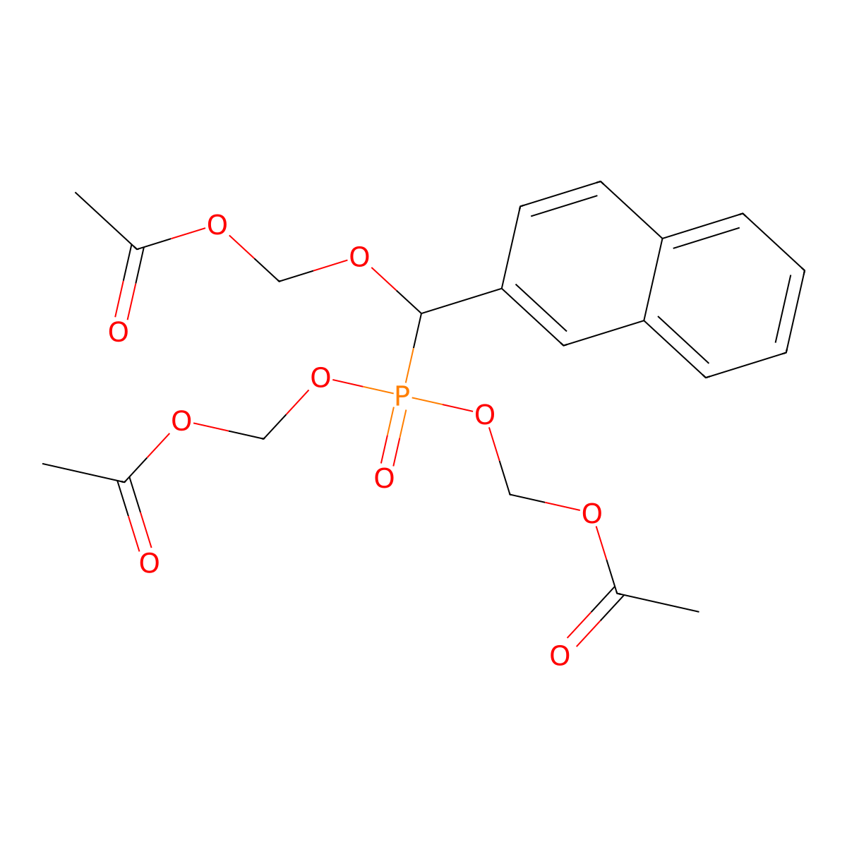 Hydroxy-2-naphthalenyl-methyl phosphonic acid trisacetoxymethylester molecular structure, CAS 120944-03-8