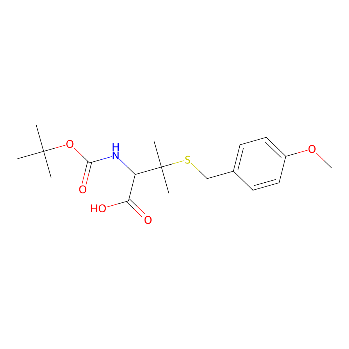 Boc-S-4-methoxybenzyl-L-penicillamine molecular structure, CAS 120944-75-4