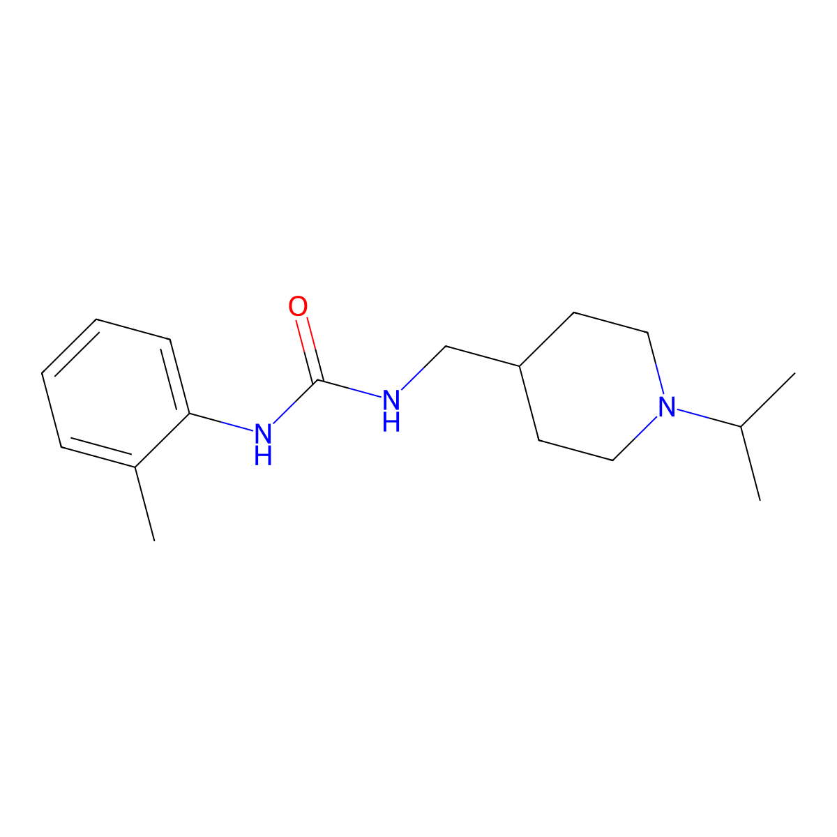 1-((1-Isopropylpiperidin-4-yl)methyl)-3-(o-tolyl)urea molecular structure, CAS 1209442-78-3