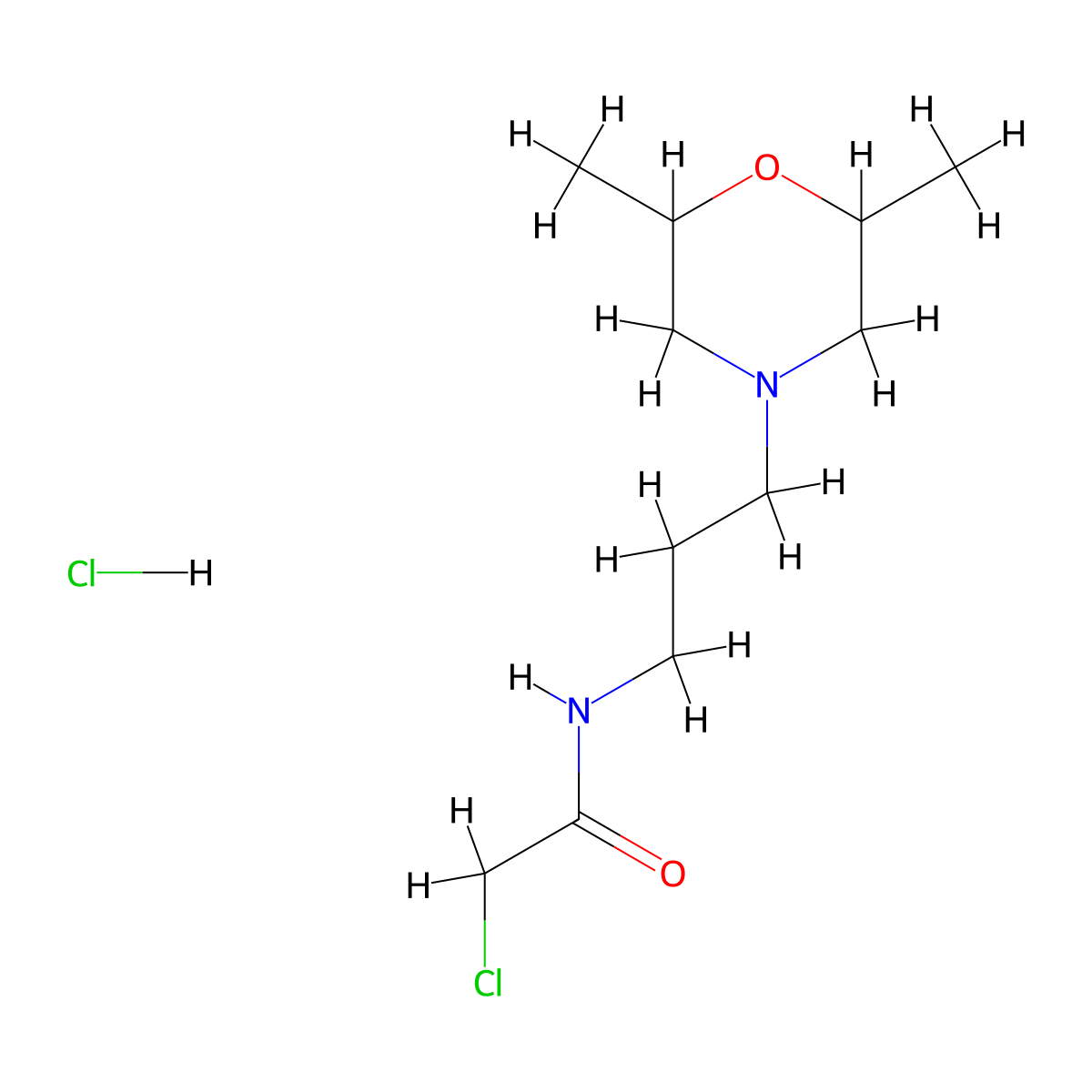 2-chloro-N-[3-(2,6-dimethylmorpholin-4-yl)propyl]acetamide hydrochloride molecular structure, CAS 1209442-96-5