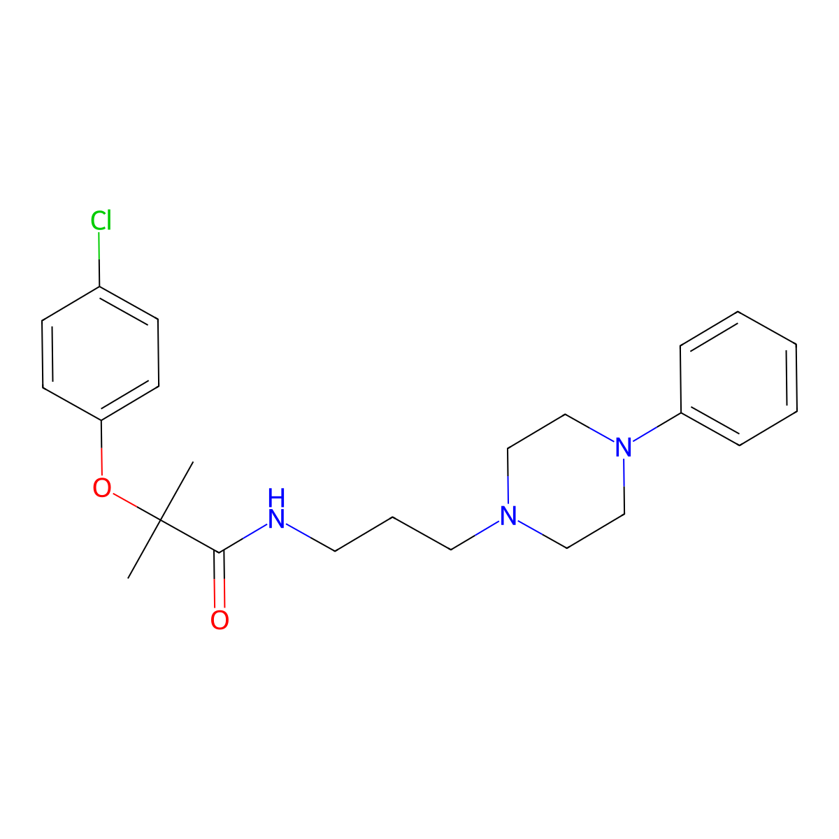 2-(4-chlorophenoxy)-2-methyl-N-[3-(4-phenylpiperazin-1-yl)propyl]propanamide molecular structure, CAS 1209446-09-2