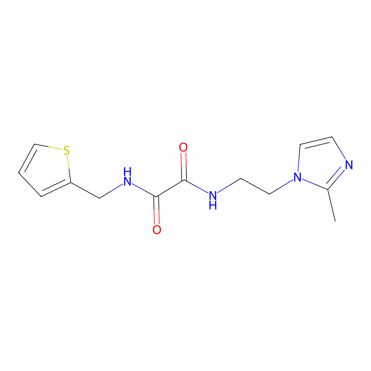 N-[2-(2-methyl-1H-imidazol-1-yl)ethyl]-N'-[(thiophen-2-yl)methyl]ethanediamide molecular structure, CAS 1209446-71-8