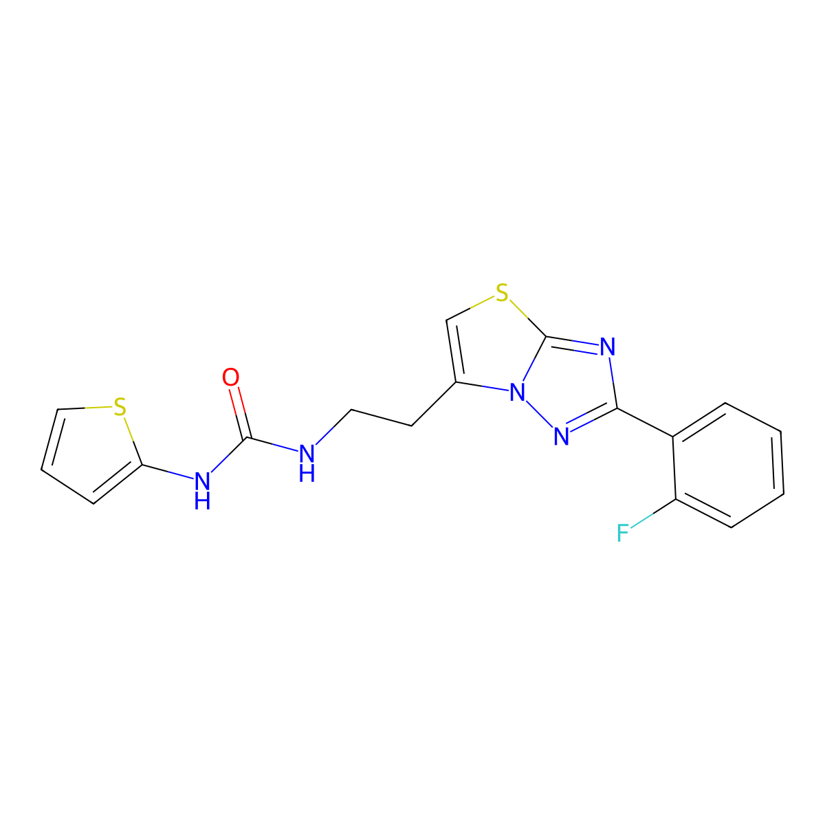 1-(2-(2-(2-Fluorophenyl)thiazolo[3,2-b][1,2,4]triazol-6-yl)ethyl)-3-(thiophen-2-yl)urea molecular structure, CAS 1209454-43-2