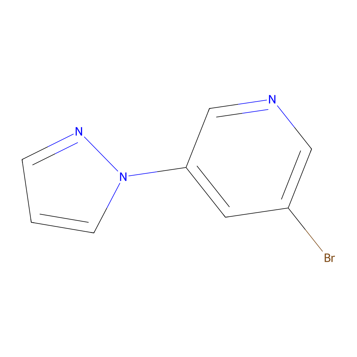 3-bromo-5-(1H-pyrazol-1-yl)pyridine molecular structure, CAS 1209458-66-1