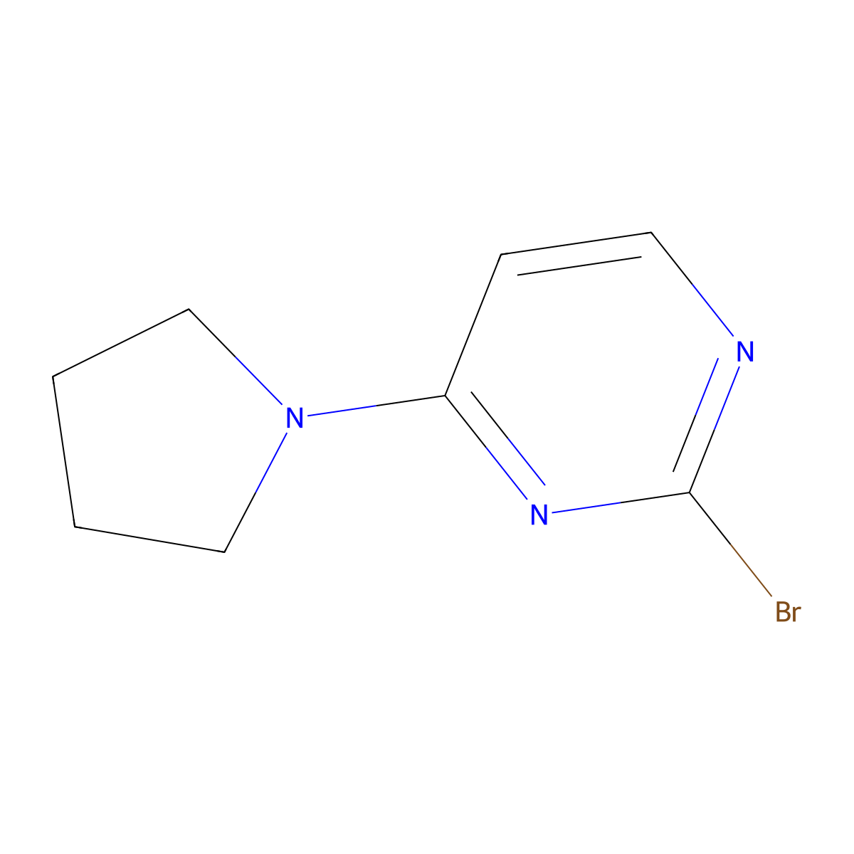 2-Bromo-4-(pyrrolidin-1-YL)pyrimidine molecular structure, CAS 1209459-06-2