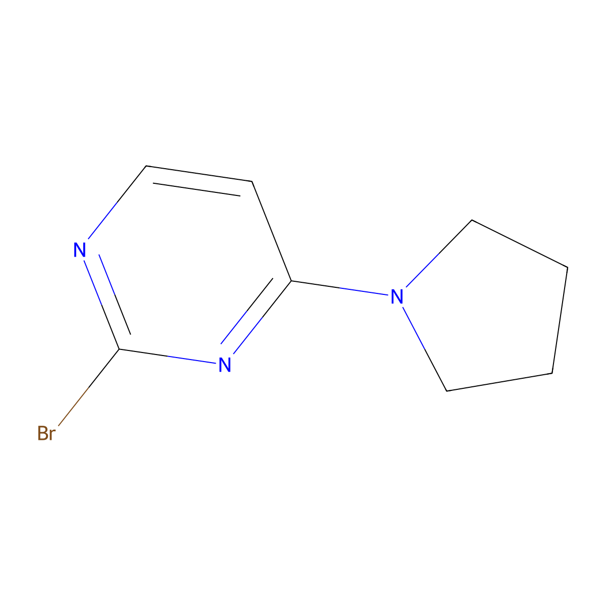 2-Bromo-4-(pyrrolidin-1-YL)pyrimidine molecular structure, CAS 1209459-06-2