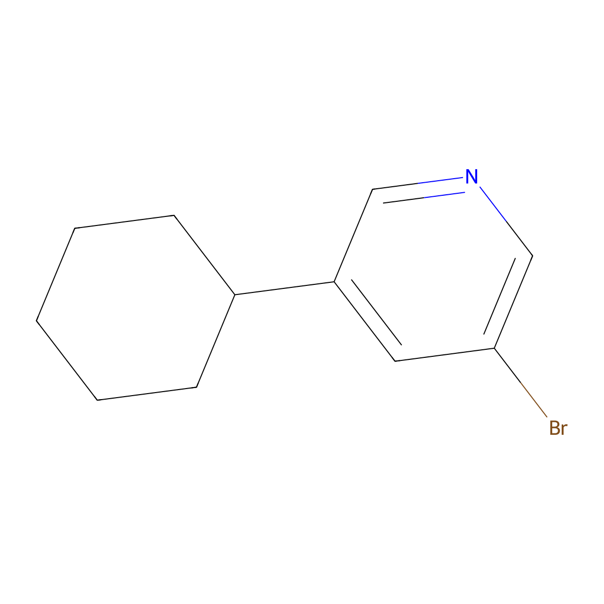 3-Bromo-5-(cyclohexyl)pyridine molecular structure, CAS 1209459-48-2