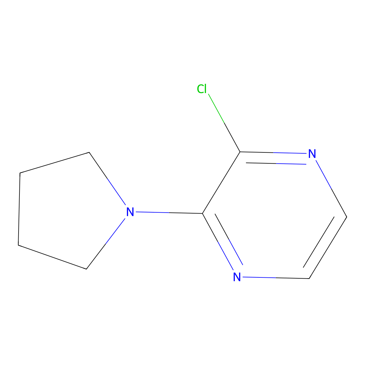 2-Chloro-3-(pyrrolidin-1-yl)pyrazine molecular structure, CAS 1209459-63-1
