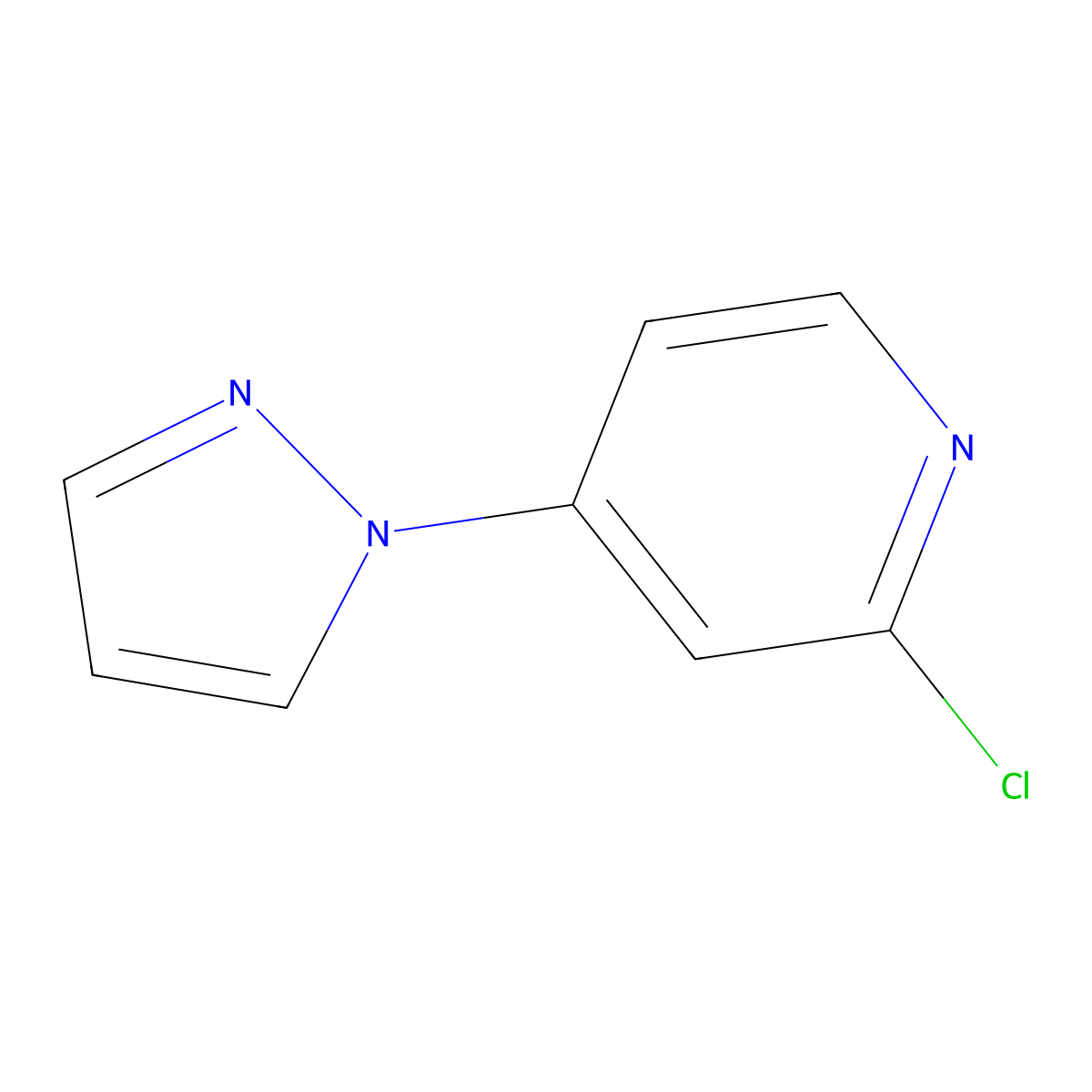 2-chloro-4-(1H-pyrazol-1-yl)pyridine molecular structure, CAS 1209459-70-0