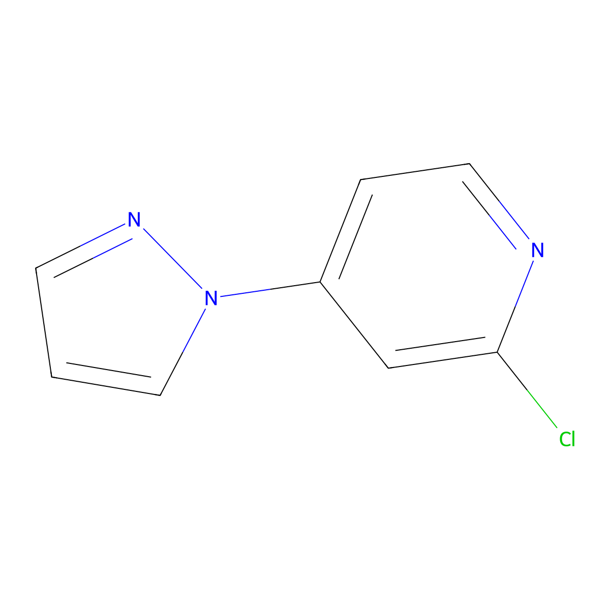 2-chloro-4-(1H-pyrazol-1-yl)pyridine molecular structure, CAS 1209459-70-0