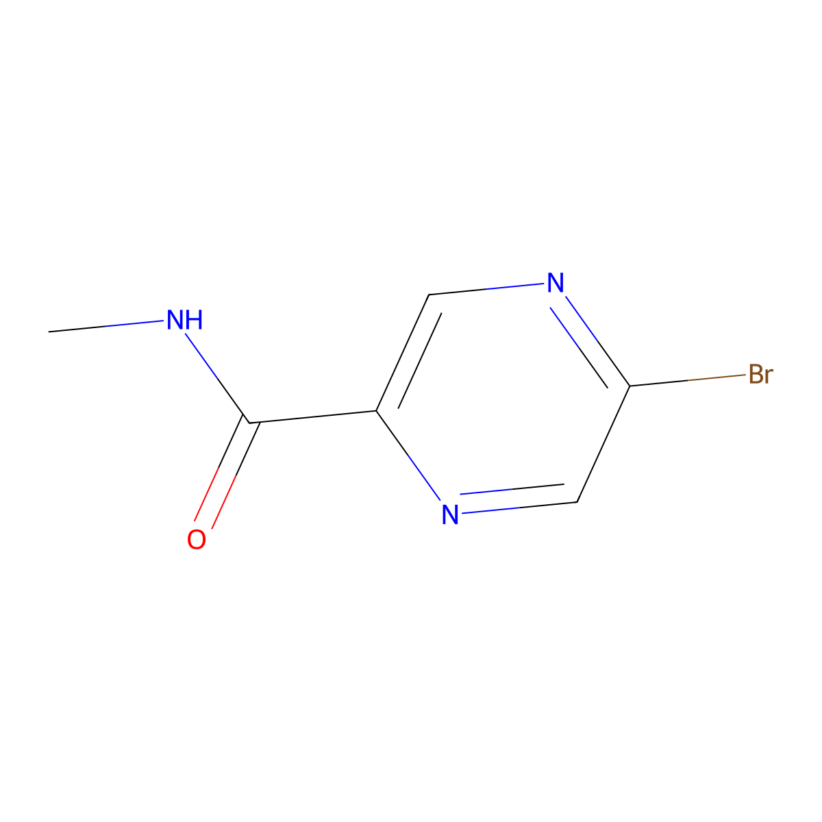 5-bromo-N-methylpyrazine-2-carboxamide molecular structure, CAS 1209460-02-5