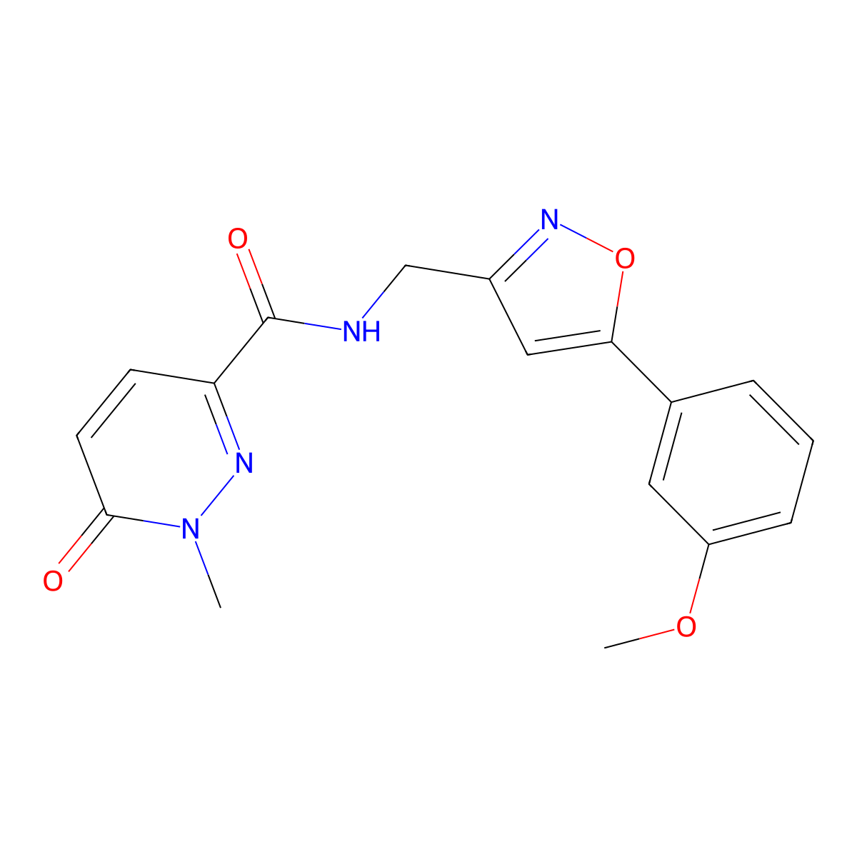 N-((5-(3-methoxyphenyl)isoxazol-3-yl)methyl)-1-methyl-6-oxo-1,6-dihydropyridazine-3-carboxamide molecular structure, CAS 1209461-50-6
