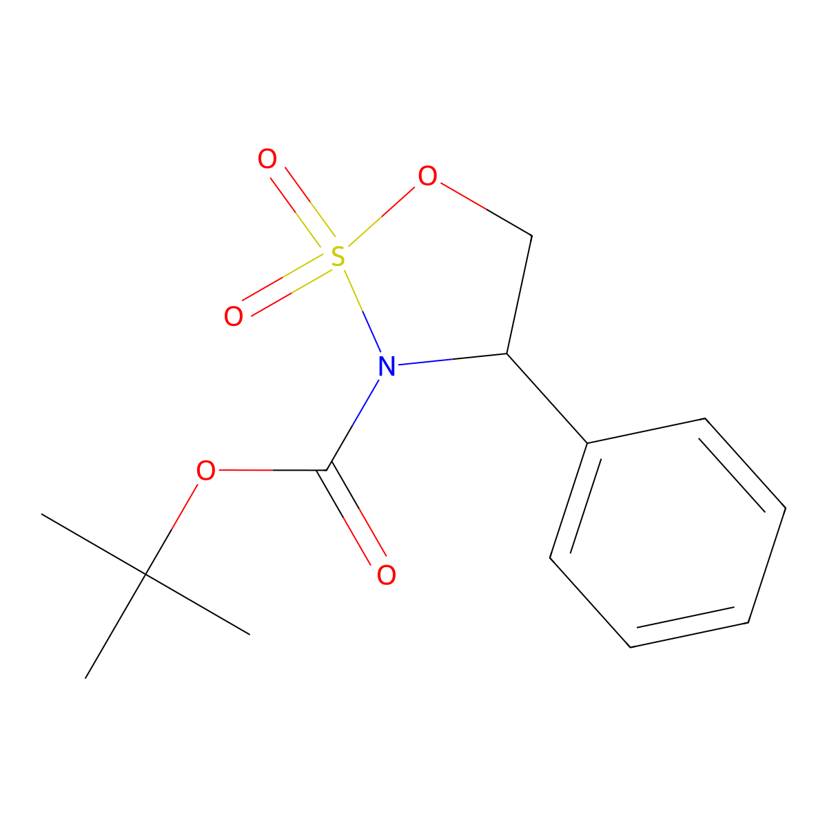 (R)-tert-Butyl 4-phenyl-1,2,3-oxathiazolidine-3-carboxylate 2,2-dioxide molecular structure, CAS 1209467-60-6