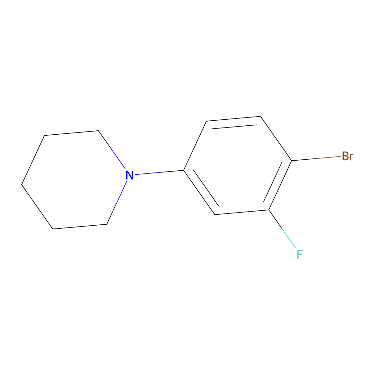 1-(4-Bromo-3-fluorophenyl)piperidine molecular structure, CAS 1209468-42-7