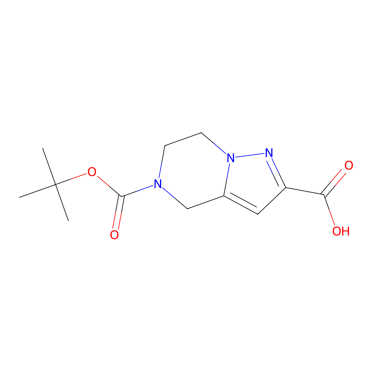5-[(tert-butoxy)carbonyl]-4H,5H,6H,7H-pyrazolo[1,5-a]pyrazine-2-carboxylic acid molecular structure, CAS 1209492-73-8