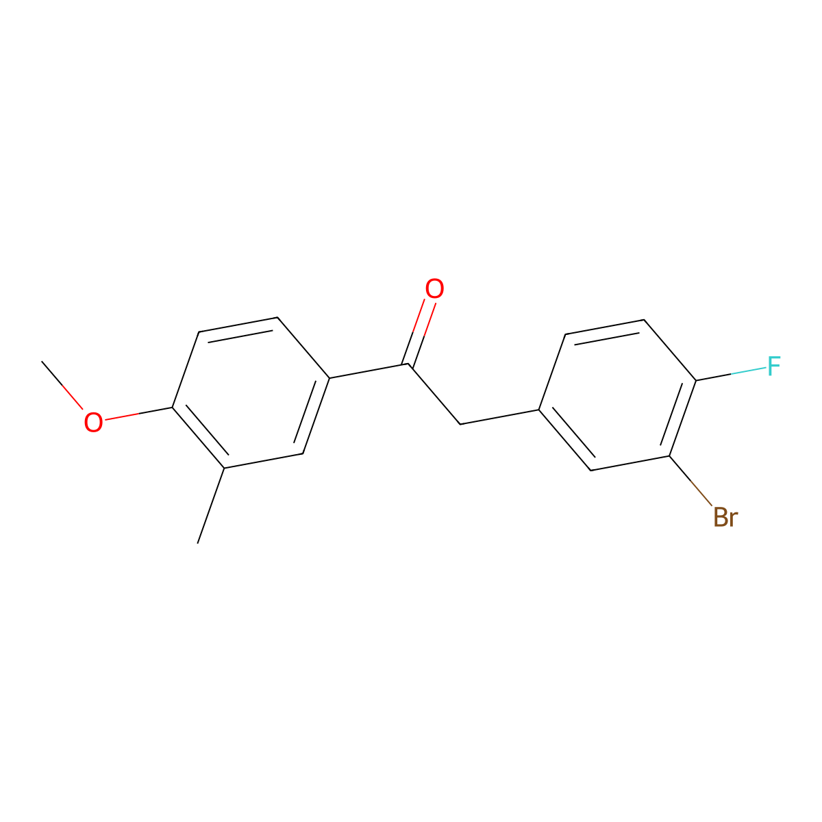 2-(3-Bromo-4-fluorophenyl)-1-(4-methoxy-3-methylphenyl)ethanone molecular structure, CAS 1209495-16-8