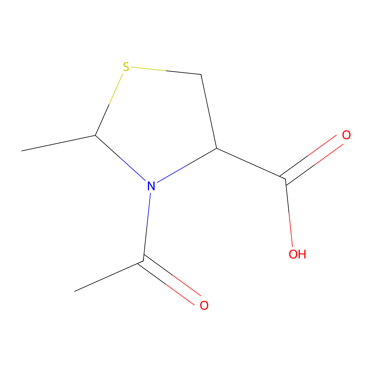3-Acetyl-2-methylthiazolidine-4-carboxylic acid molecular structure, CAS 120950-39-2