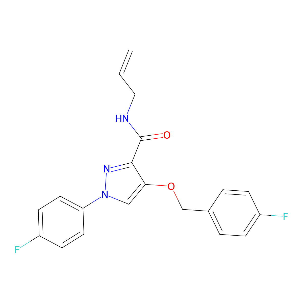 N-allyl-4-((4-fluorobenzyl)oxy)-1-(4-fluorophenyl)-1H-pyrazole-3-carboxamide molecular structure, CAS 1209536-32-2