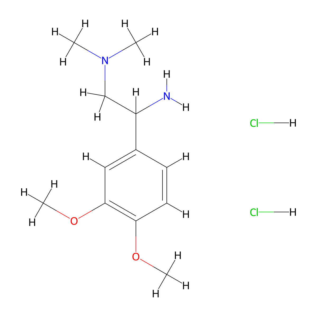 (2-Amino-2-(3,4-dimethoxyphenyl)ethyl)dimethylamine dihydrochloride molecular structure, CAS 1209536-64-0