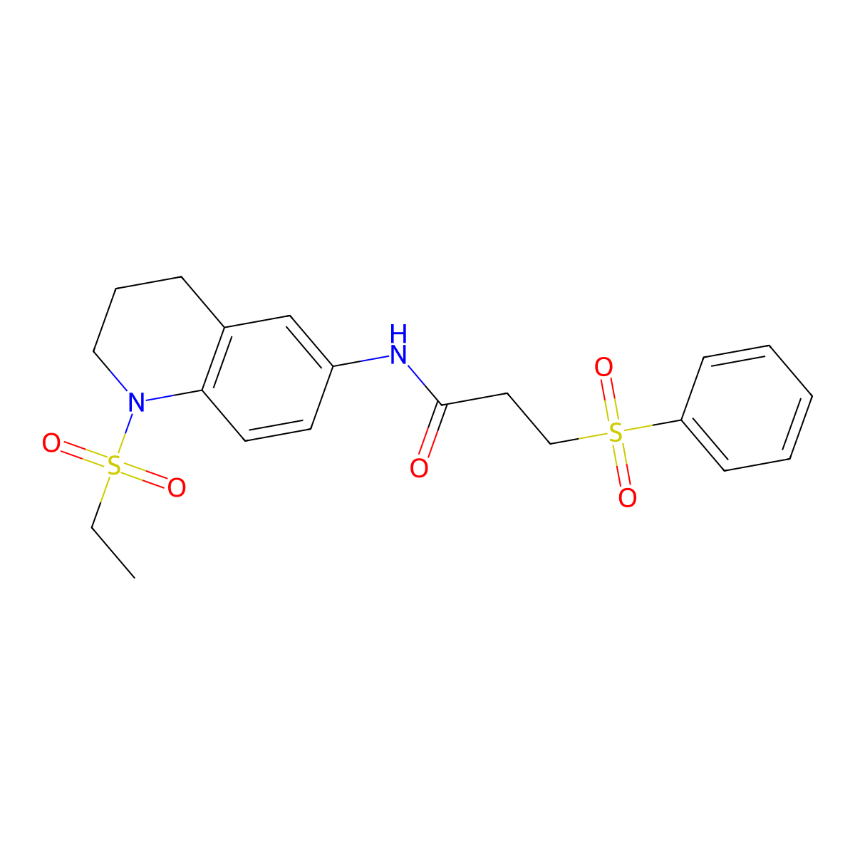N-(1-(ethylsulfonyl)-1,2,3,4-tetrahydroquinolin-6-yl)-3-(phenylsulfonyl)propanamide molecular structure, CAS 1209539-76-3