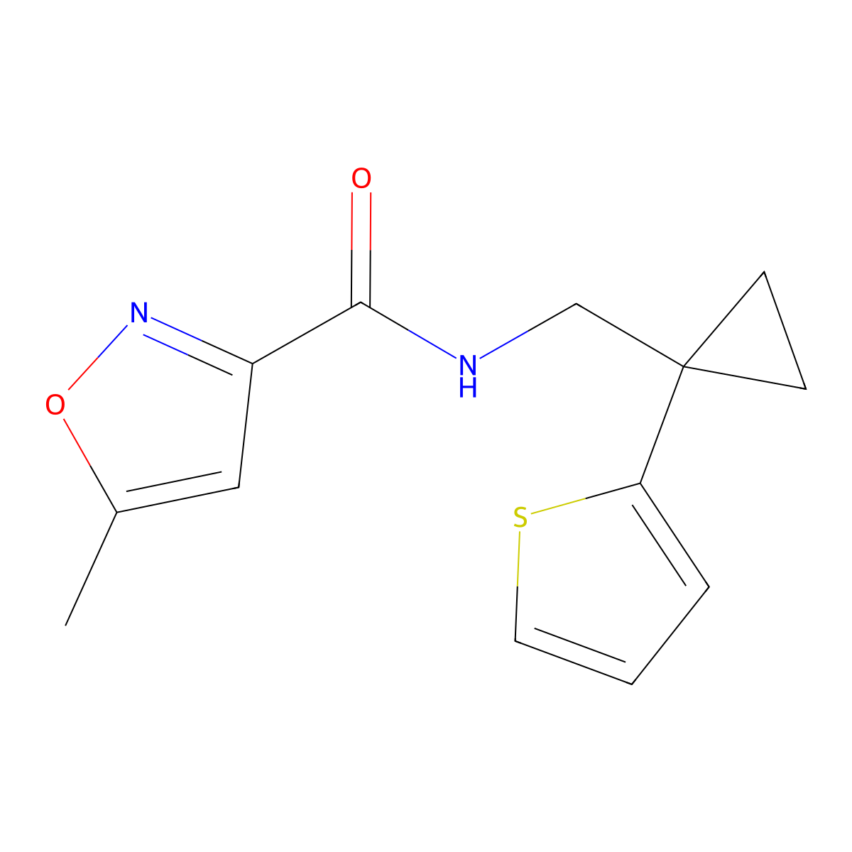 5-methyl-N-((1-(thiophen-2-yl)cyclopropyl)methyl)isoxazole-3-carboxamide molecular structure, CAS 1209551-02-9
