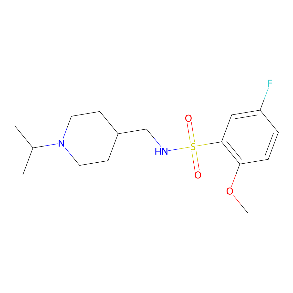 5-fluoro-N-((1-isopropylpiperidin-4-yl)methyl)-2-methoxybenzenesulfonamide molecular structure, CAS 1209552-94-2