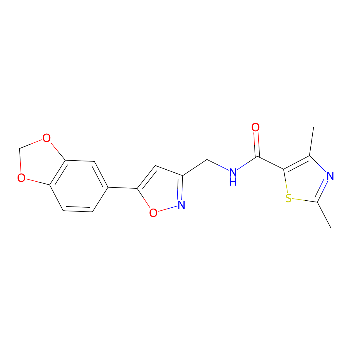 N-((5-(benzo[d][1,3]dioxol-5-yl)isoxazol-3-yl)methyl)-2,4-dimethylthiazole-5-carboxamide molecular structure, CAS 1209556-96-6