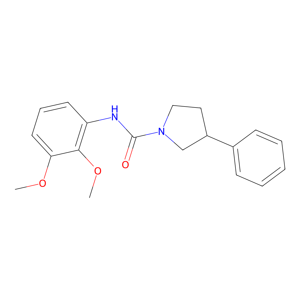 N-(2,3-dimethoxyphenyl)-3-phenylpyrrolidine-1-carboxamide molecular structure, CAS 1209558-94-0