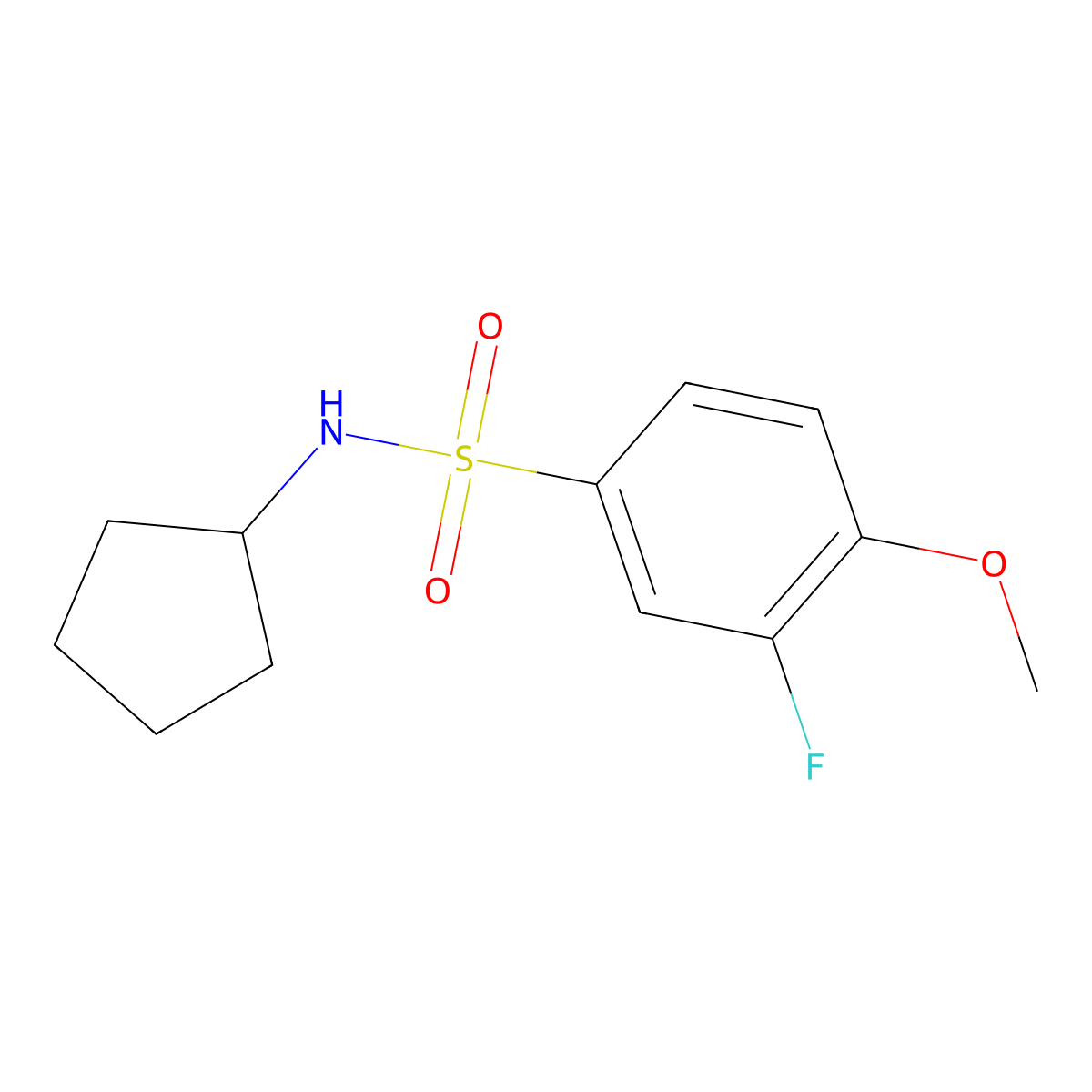 N-cyclopentyl-3-fluoro-4-methoxybenzenesulfonamide molecular structure, CAS 1209559-54-5