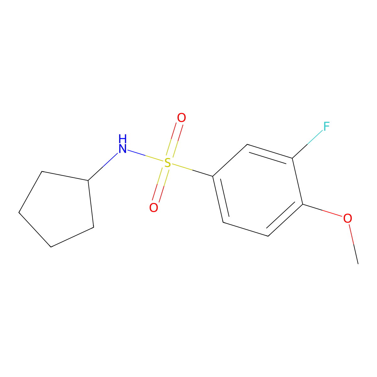 N-cyclopentyl-3-fluoro-4-methoxybenzenesulfonamide molecular structure, CAS 1209559-54-5