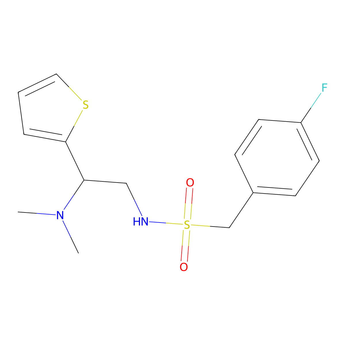 N-[2-(dimethylamino)-2-(thiophen-2-yl)ethyl]-1-(4-fluorophenyl)methanesulfonamide molecular structure, CAS 1209560-37-1