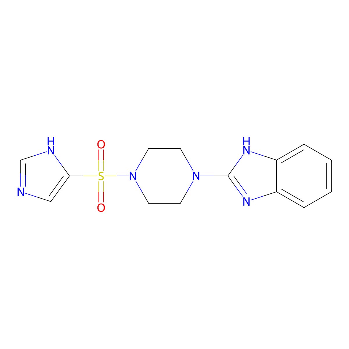 2-(4-((1H-imidazol-4-yl)sulfonyl)piperazin-1-yl)-1H-benzo[d]imidazole molecular structure, CAS 1209560-52-0