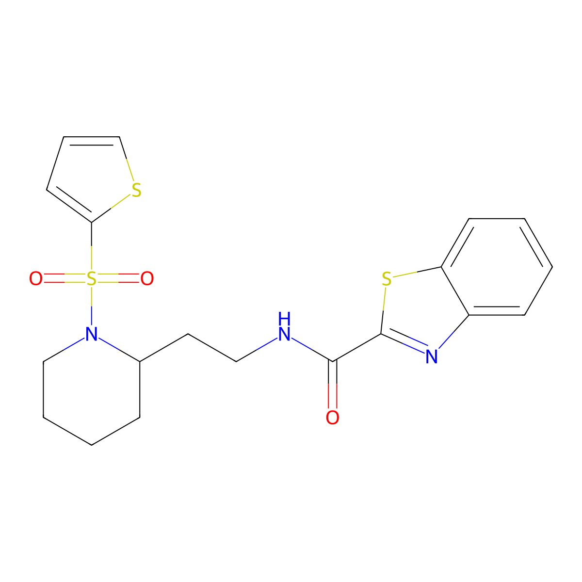 N-(2-(1-(thiophen-2-ylsulfonyl)piperidin-2-yl)ethyl)benzo[d]thiazole-2-carboxamide molecular structure, CAS 1209564-26-0