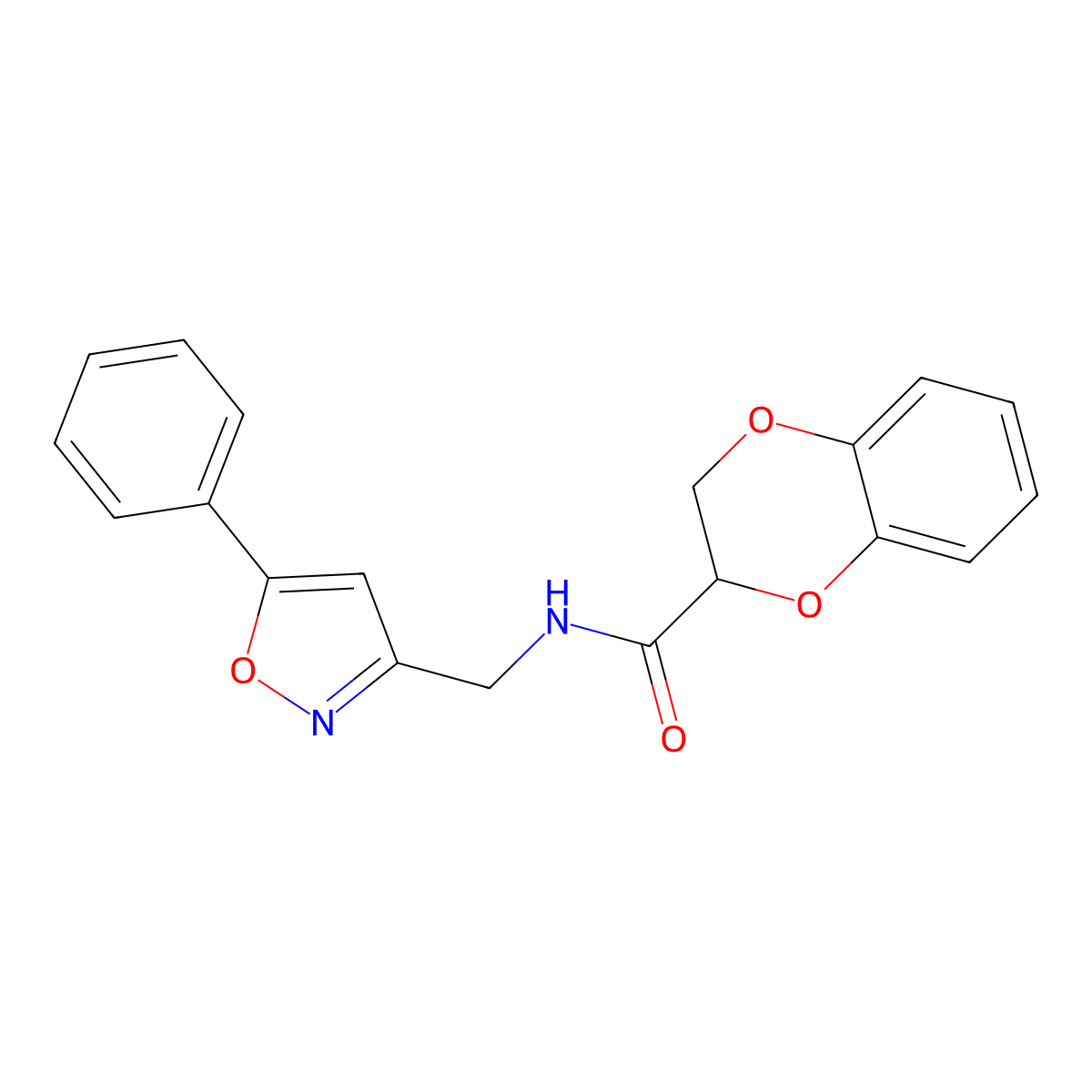 N-((5-phenylisoxazol-3-yl)methyl)-2,3-dihydrobenzo[b][1,4]dioxine-2-carboxamide molecular structure, CAS 1209564-71-5