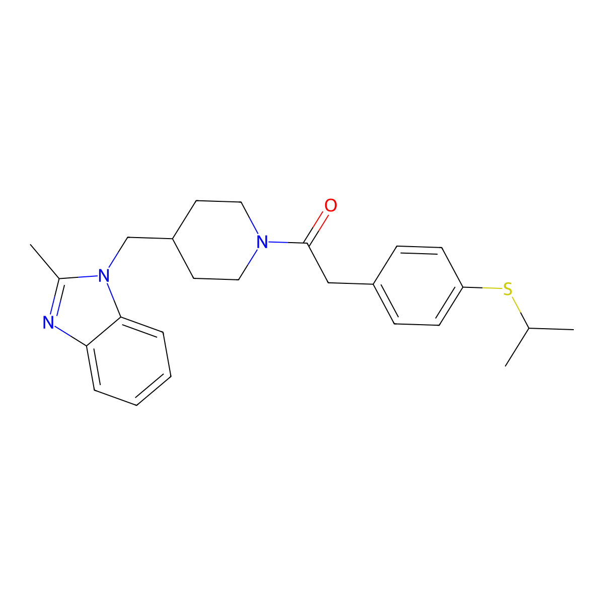 2-(4-(isopropylthio)phenyl)-1-(4-((2-methyl-1H-benzo[d]imidazol-1-yl)methyl)piperidin-1-yl)ethanone molecular structure, CAS 1209564-91-9