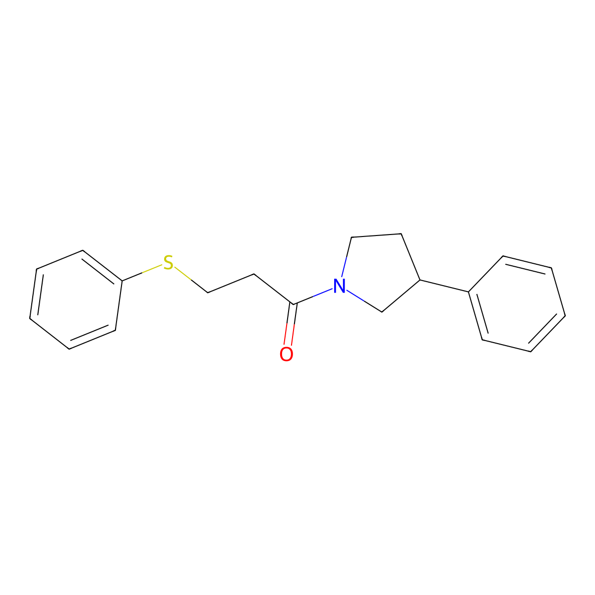 1-(3-Phenylpyrrolidin-1-yl)-3-(phenylthio)propan-1-one molecular structure, CAS 1209566-25-5