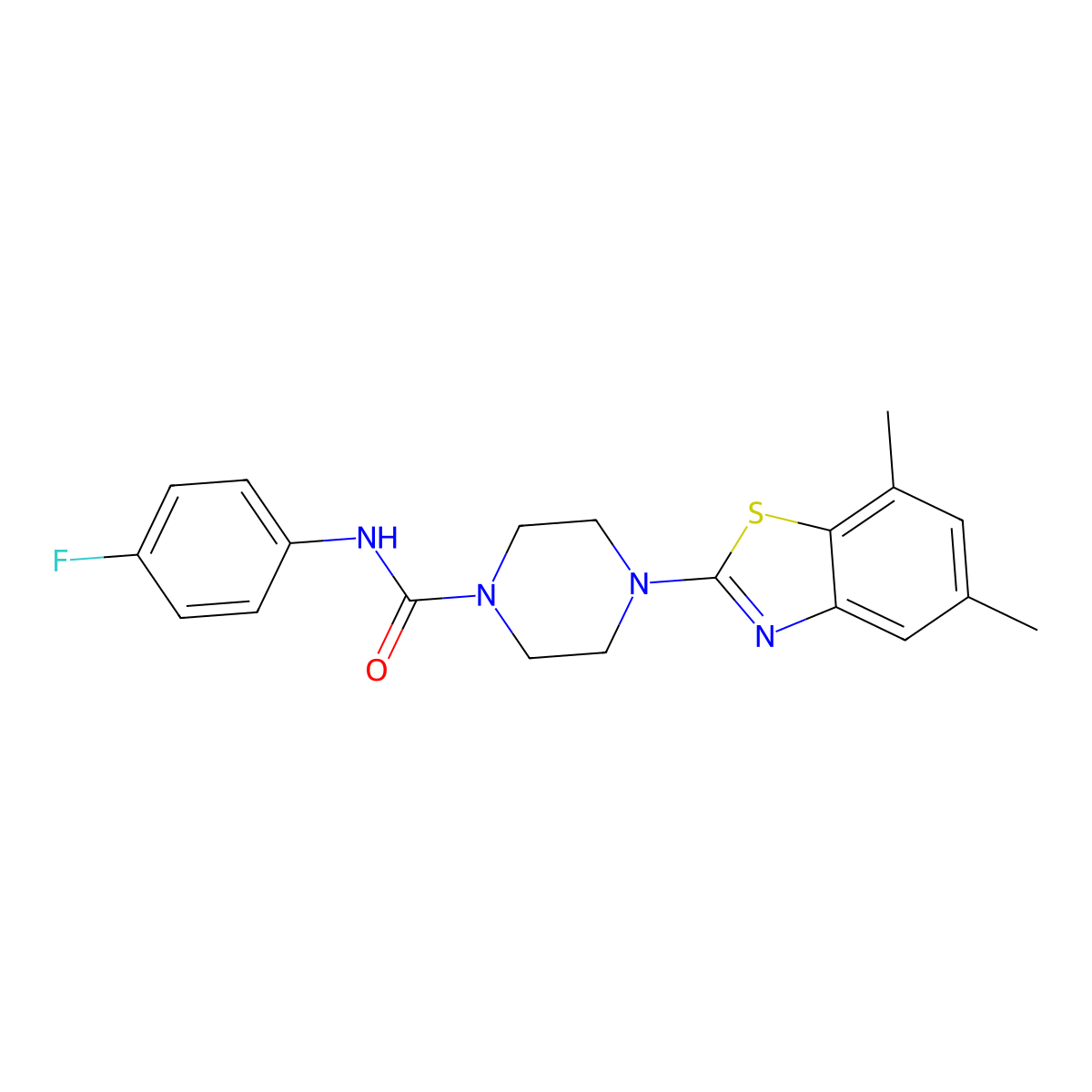 4-(5,7-dimethylbenzo[d]thiazol-2-yl)-N-(4-fluorophenyl)piperazine-1-carboxamide molecular structure, CAS 1209566-66-4