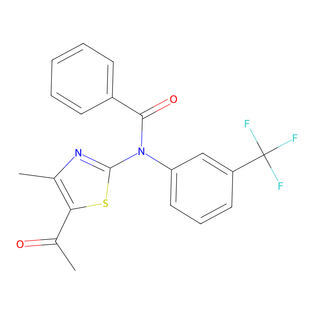 N-(5-acetyl-4-methyl-1,3-thiazol-2-yl)-N-[3-(trifluoromethyl)phenyl]benzenecarboxamide molecular structure, CAS 1209571-20-9