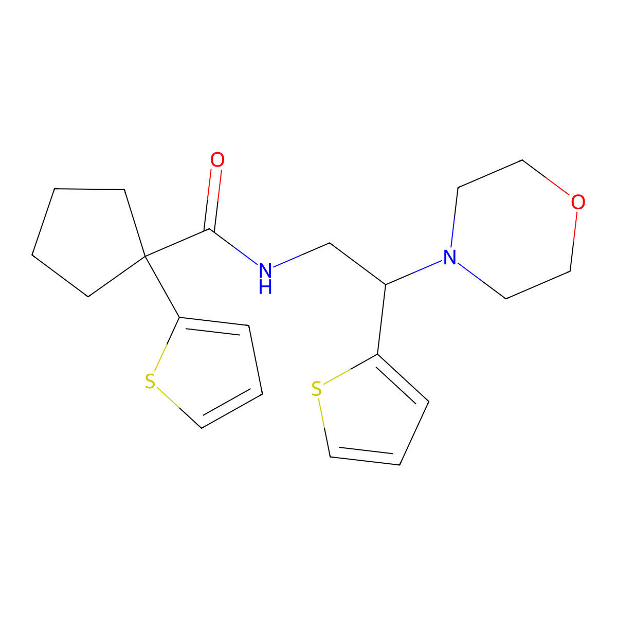 N-(2-morpholino-2-(thiophen-2-yl)ethyl)-1-(thiophen-2-yl)cyclopentanecarboxamide molecular structure, CAS 1209572-16-6