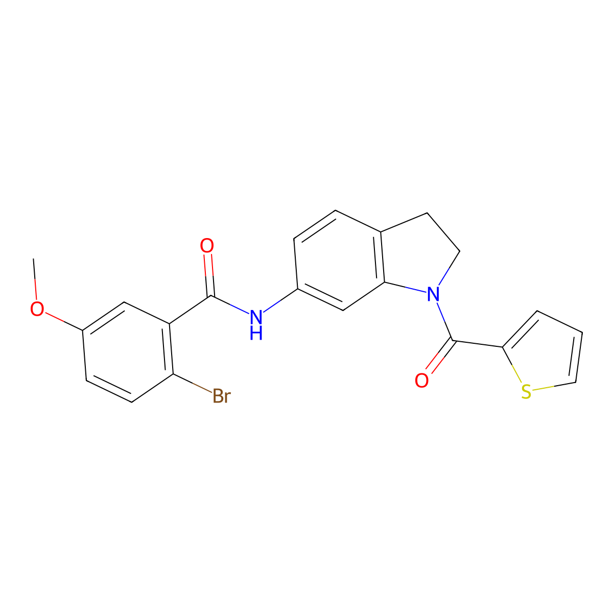 2-bromo-5-methoxy-N-(1-(thiophene-2-carbonyl)indolin-6-yl)benzamide molecular structure, CAS 1209573-52-3