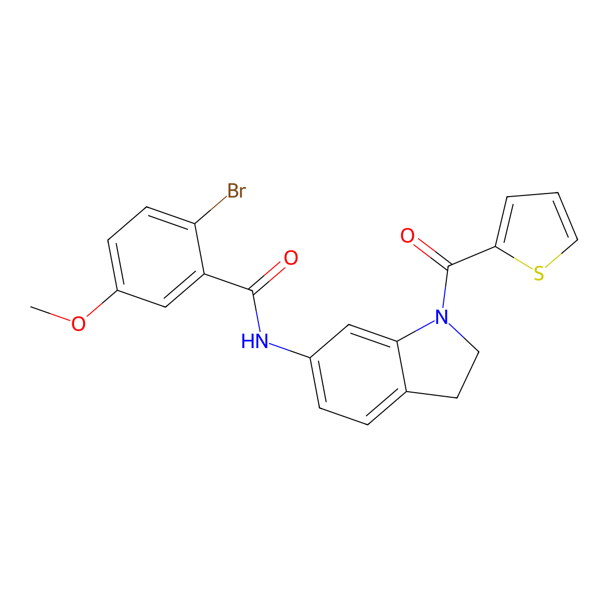 2-bromo-5-methoxy-N-(1-(thiophene-2-carbonyl)indolin-6-yl)benzamide molecular structure, CAS 1209573-52-3