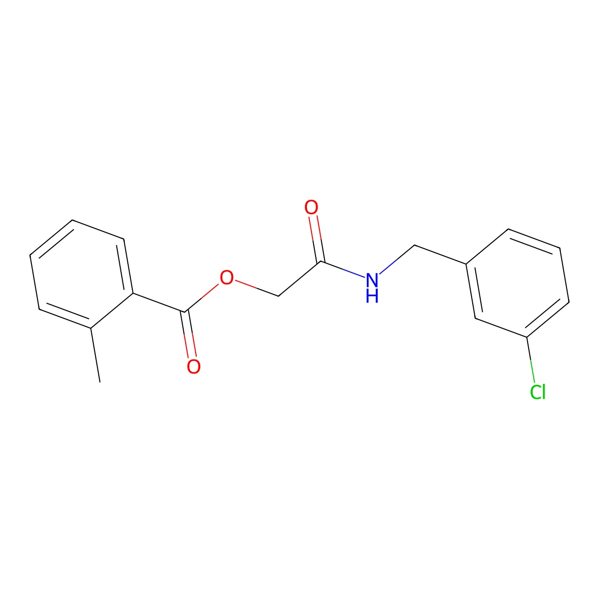2-((3-Chlorobenzyl)amino)-2-oxoethyl 2-methylbenzoate molecular structure, CAS 1209579-21-4